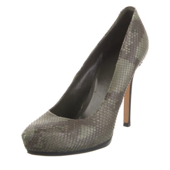 AUTH GUCCI Green Python Snakeskin Platform Pump Stiletto Heels Size IT 39/US 9 - Picture 2 of 5